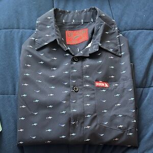DIXXON Men's Dark Blue Shark Pattern Shirt